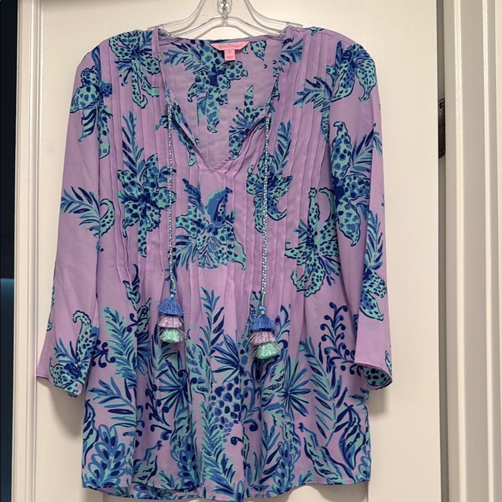 Lily Pulitzer Floral Blue and Purple Women's Tunic